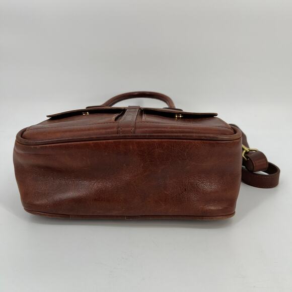 J.W. Hulme Co Excursion Tote Bag Vtg Cognac Brown Leather Shoulder Strap Satchel - Picture 11 of 15